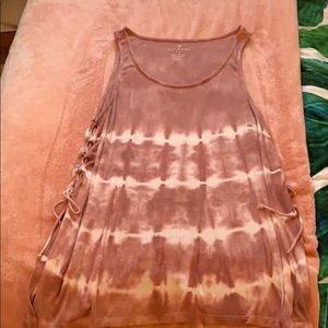 pink and white tye dye tank top